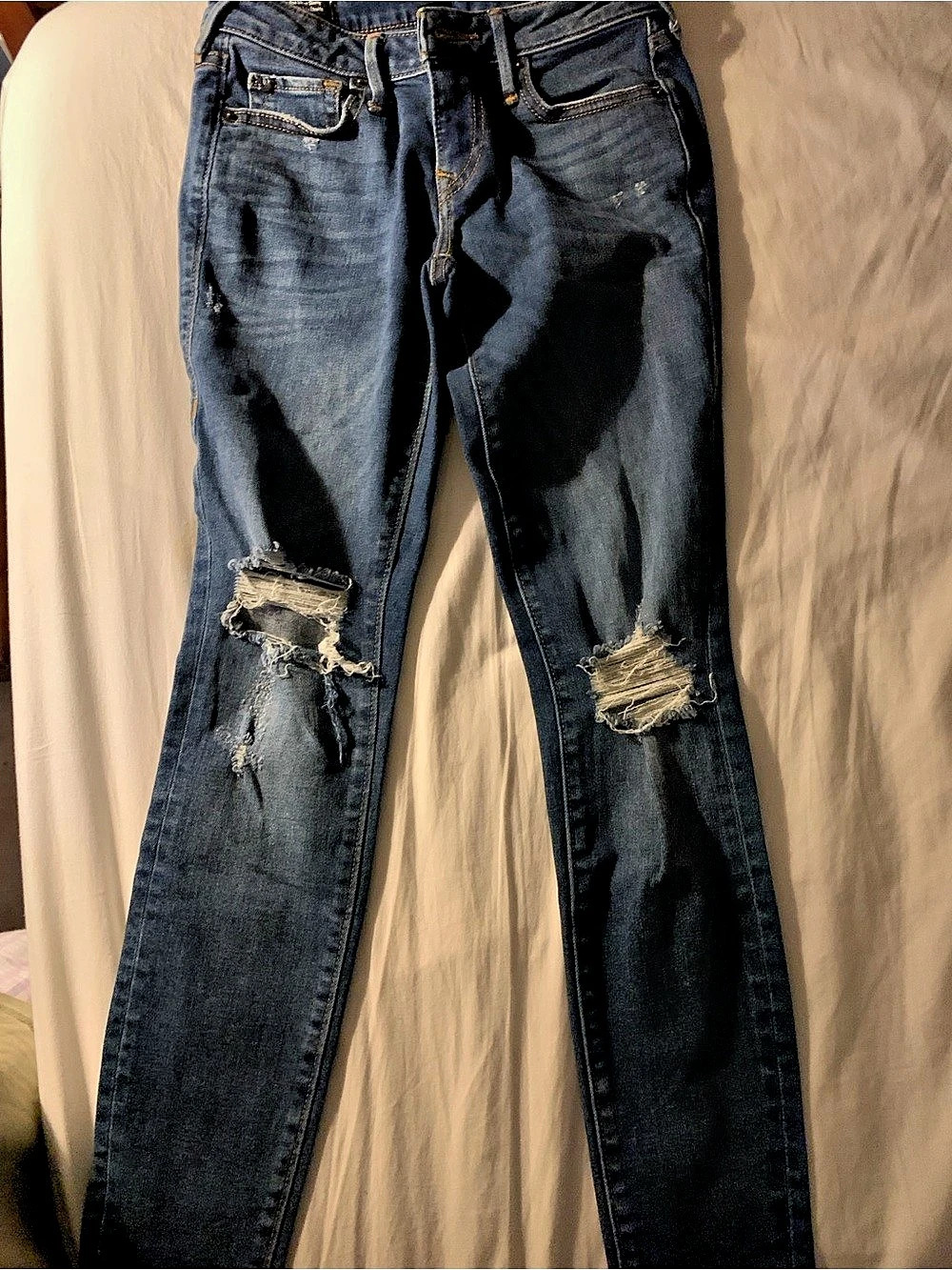 True Religion Distressed Skinny Jeans in Blue